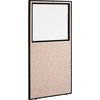 Global Industrial Office Partition Panel With Partial Window, 36-1/4W x 96H, Tan 695788WTN